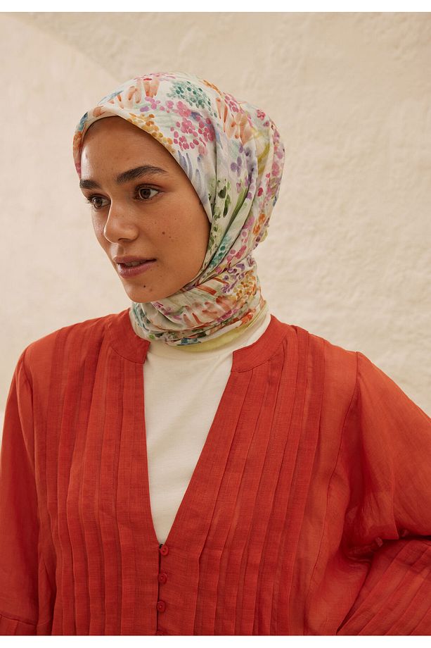 TİNY FLOWERS DESEN VUAL EŞARP SOFT SARI - 4