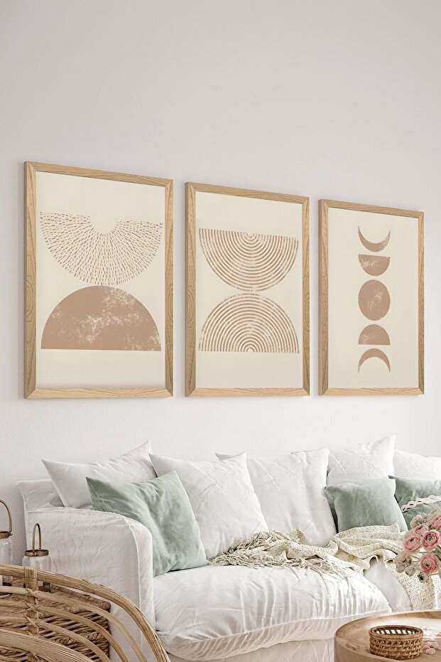 3 Piece Wood Frame Look Mdf Poster Painting Set - Set 28