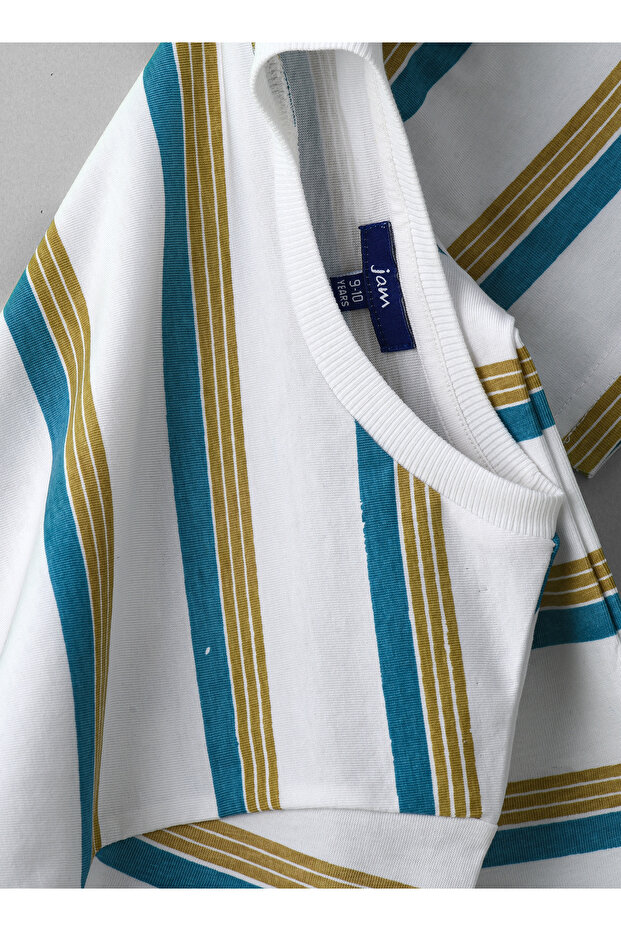 تي شيرت قطني مخطط بحري للأولاد - 4