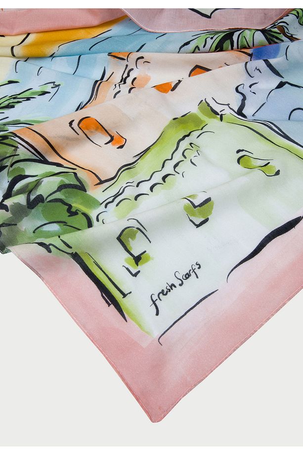 SUNSET DESEN PAMUK VUAL EŞARP SOFT SARI - 6