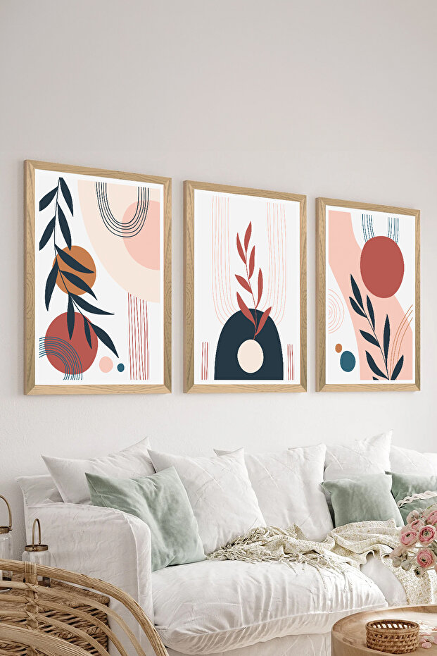3 Piece Wood Frame Look Mdf Poster Painting Set - Set 126