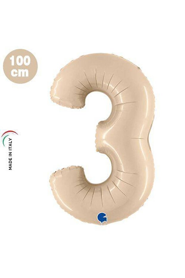 Satin Cream Foil Balloon - 3 Figures (100x70 cm)
