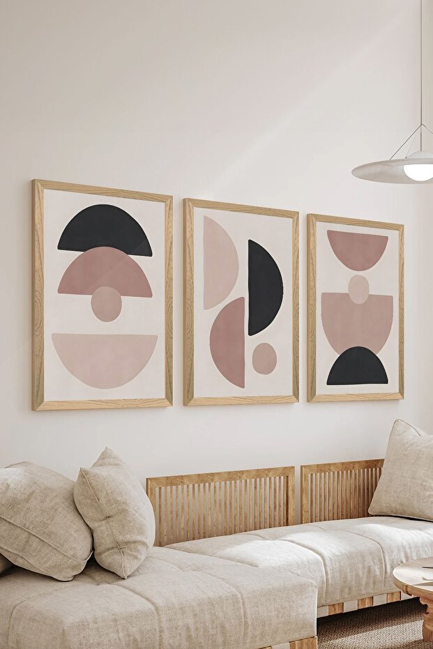 3 Piece Wood Frame Look Mdf Poster Painting Set - Set 71