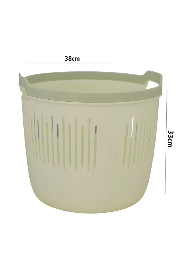 Round plastic laundry basket with handle - 2