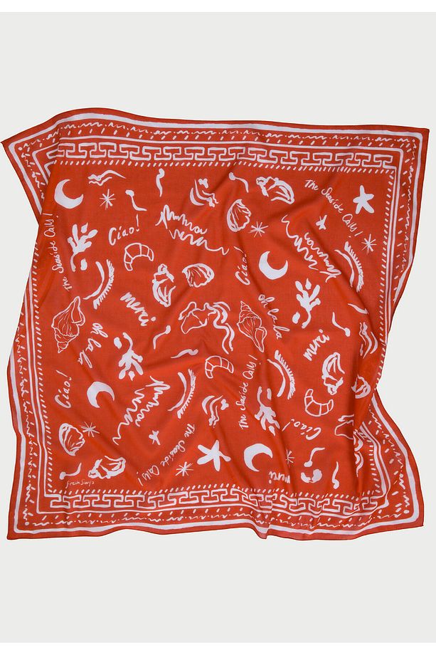 SUMMER VİBES DESEN PAMUK VUAL EŞARP KIRMIZI - 5