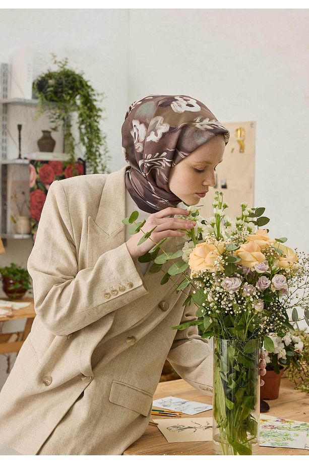 CELINA DESEN PAMUK İPEK EŞARP MÜRDÜM - 1