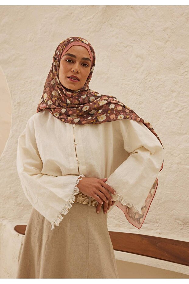 شال رامي منقوش من AGNES - رمادي داكن - 3