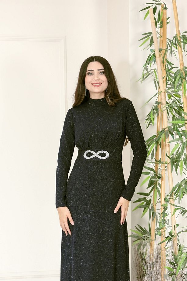 Taşlı Tesettür Abiye Elbise SD0001 - 1
