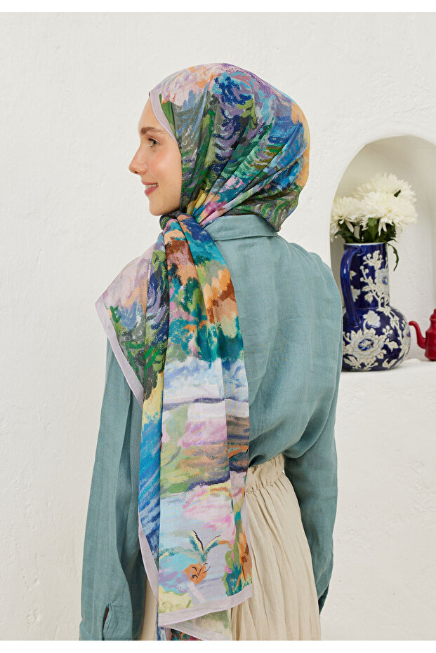 Lavender Ram Esther Patterned Shawl - 8