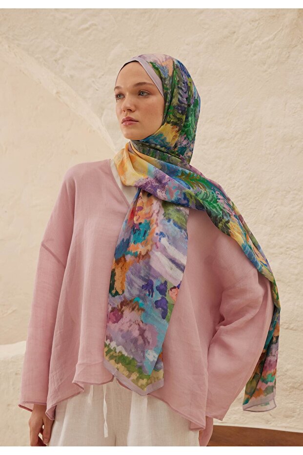 Lavender Ram Esther Patterned Shawl - 1