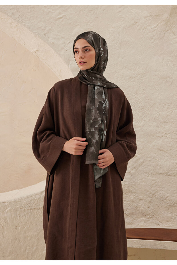 Lilly Patterned Ram Shawl - Brown - 2