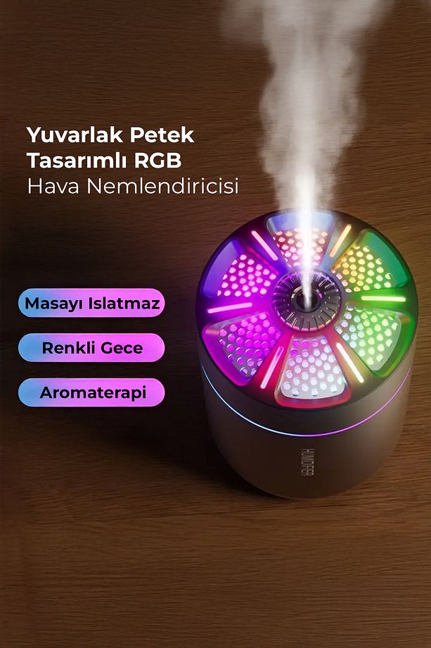 RGB Işıklı Aromaterapi Difüzörü Hava Nemlendirici 180 mL– USB Type-C– Sessiz- Gece Lambası - 3