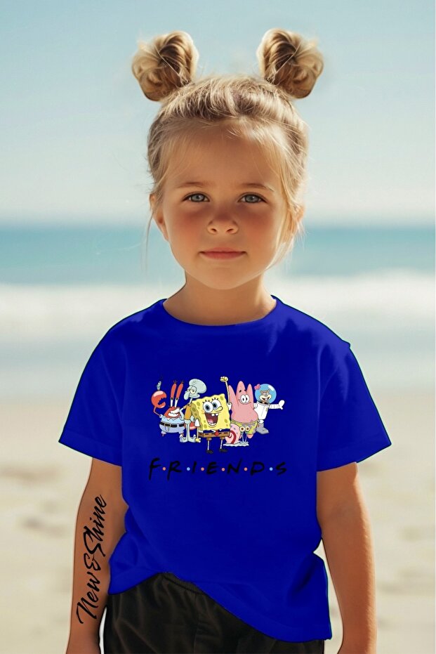 Friends Sunger Bob Printed Oversize Kids T-Shirt