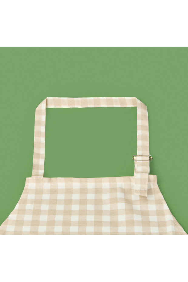Soft Gingham Kitchen Apron - Ecru / Beige - 63X72 cm - 2