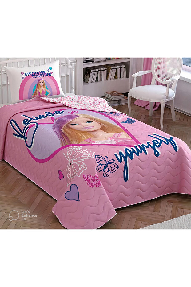 Kapitoneli Tek Kişilik Lisanslı Yatak Örtüsü Takımı - 1