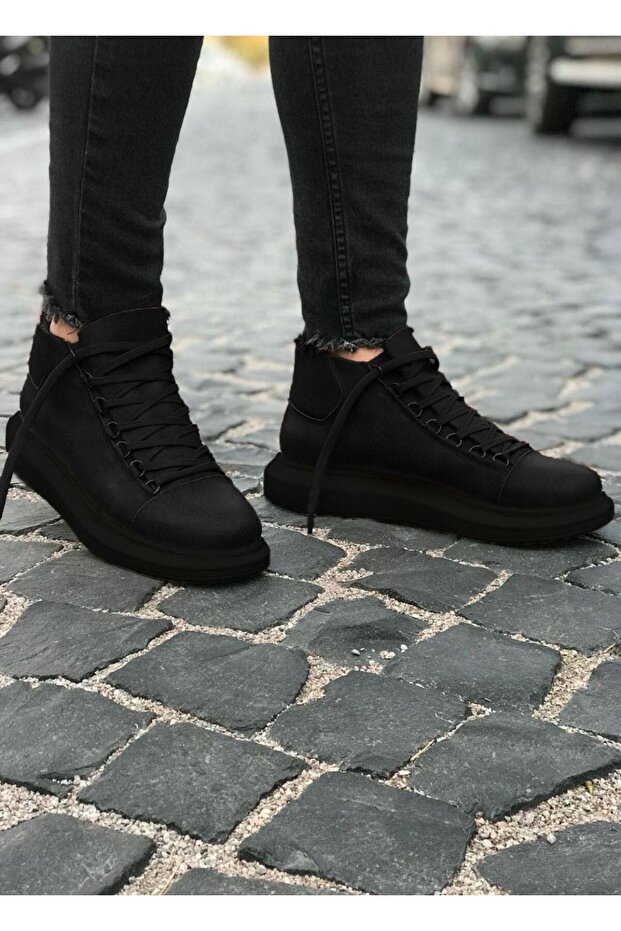 High Sole Black Men's Shoes