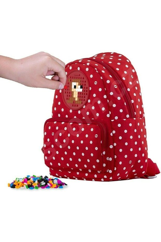 Pixie - Rucsac roșu cu buline roz - 1