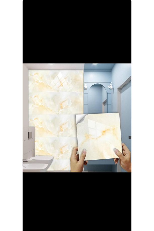 30x60 Cm Mermer Desenli Kendinden Yapışkanlı Mutfak Banyo Wc Kaplama Pvc Duvar Paneli - 2