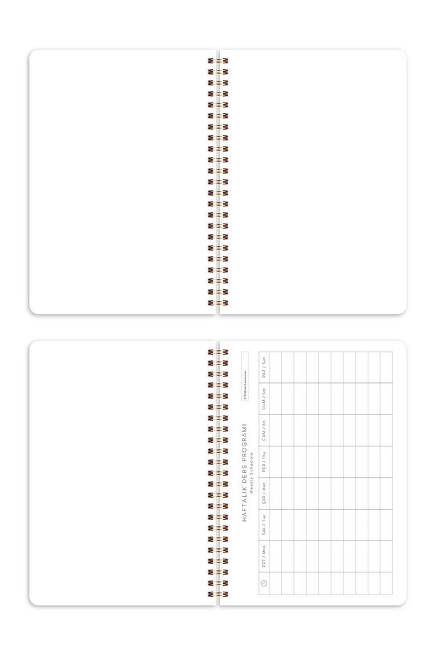 A5 Spiralli Karton Kapak 2’li Set Düz Çizgisiz Okul Defteri 80 yaprak, Ders Programlı Kiraz - 8