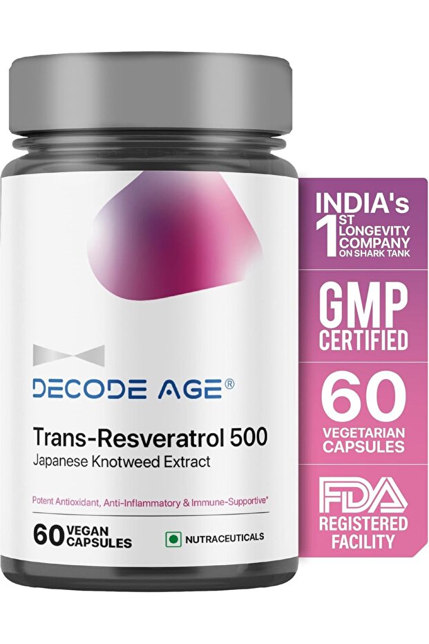 99.5% Pure Trans Resveratrol 500mg Supplement Slow down Ageing | Anti-Inflammatory| Impro