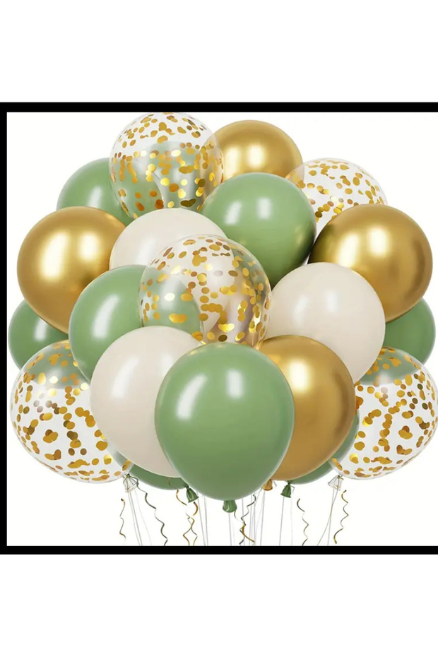 Mold Green Sea Sand Gold Chrome Transparent Sequin Balloon Harness 25 Pcs