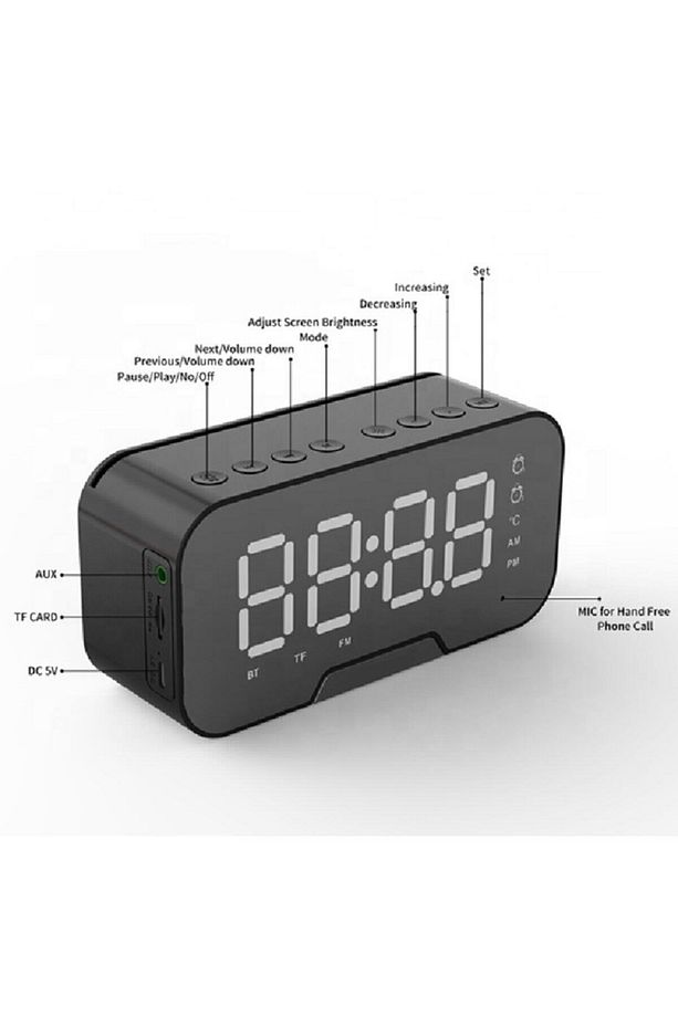 Alarmlı Dijital Çalar Saat /Bluetooth Hoparlör Speaker Fm Radyo - 3