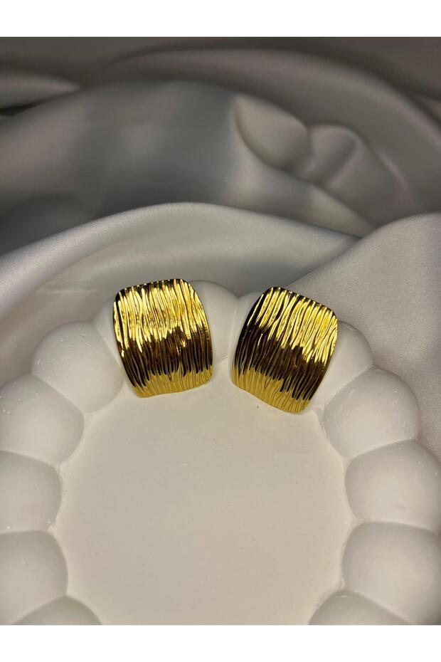 Zebra Model Gold Renk Çelik Küpe