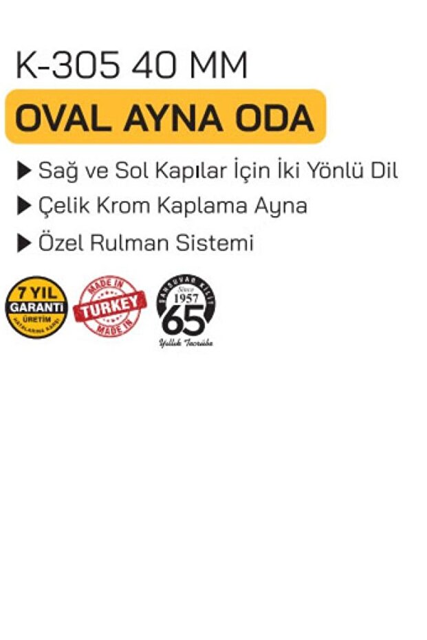 ODA KAPI KİLİDİ 40MM OVAL AYNA - 2