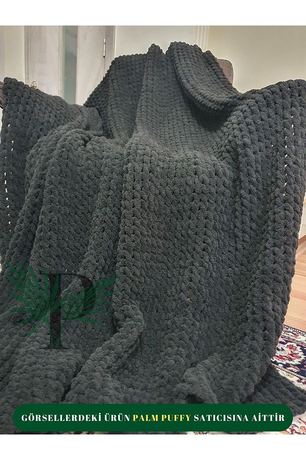 Palm Puffy Siyah 150x200cm Tek Kişilik Battaniye - 3