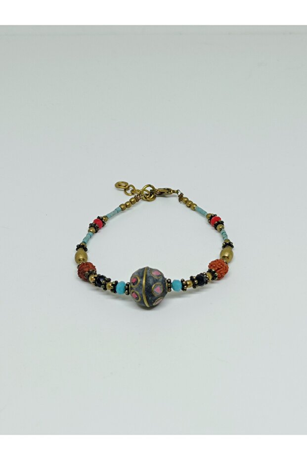 Ethnic Design Rudraksha Seeded Brass Bracelet No:3