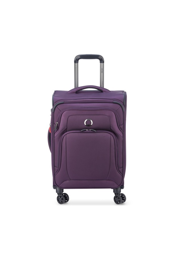 Optimax Lite 55cm Softcase 4 Double Wheel Expandable Cabin Luggage Trolley Purple