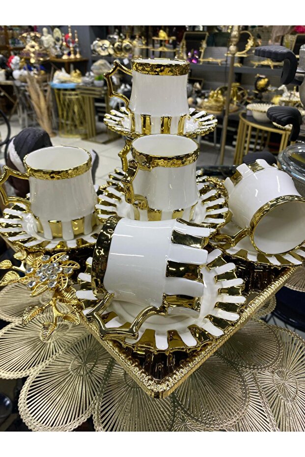 Genel Markalar Beyaz Gold 6 Kişilik Çay Kahve Fincan Takımı 180 ml ...