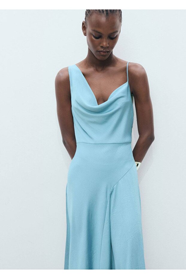 Kırışık görünümlü asimetrik elbise - 1