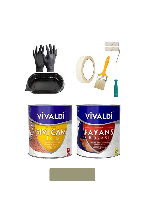 Fayans Boyası Sıvı Cam Ve Uygulama Seti Tezgah,mermer,banyo,mutfak Boyama Seti Aşkmerdiveni 1 Lt - 1