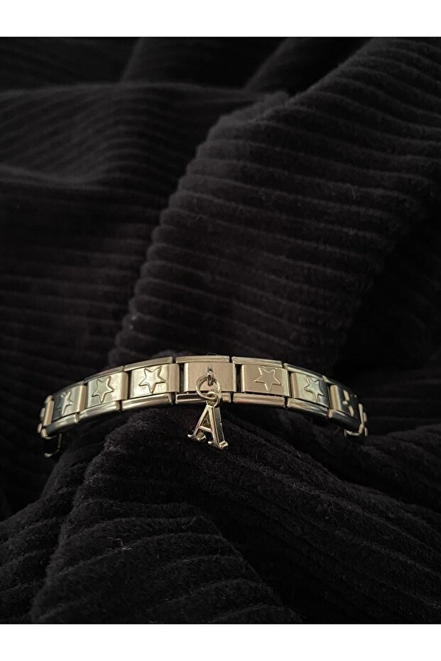 Letter a Starry Steel Italian Charm Bracelet