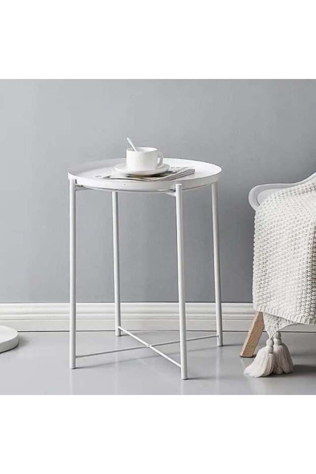 طاولة جانبية حديد ابيض - 2
