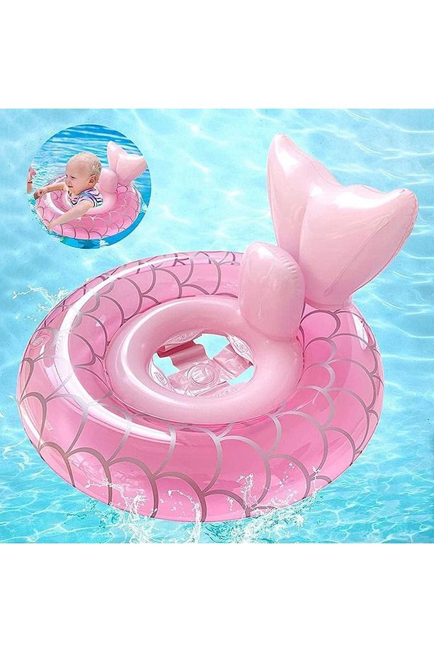 Pembe Kuyruklu Deniz Kızı Simit Bebek Simidi + intex şişirme pompası + 1 Adet Onarım Yaması - 4