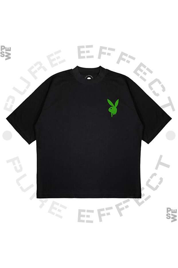 Unisex Oversize Vlone Rabbit Green Printed Boxy Fit Thick Fabric (240Gsm) T-Shirt