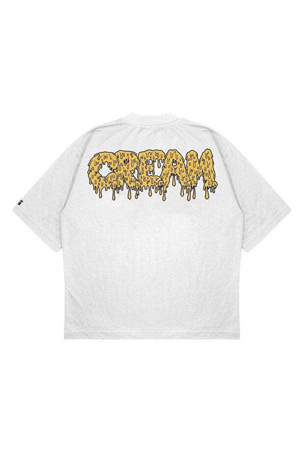 Unisex Oversize Wu-Tang Cream Printed Boxy Fit Thick Fabric (240Gsm) T-Shirt