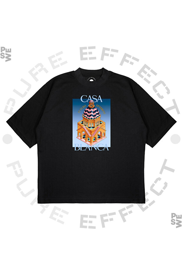 Unisex Oversize Casablanca Statue of Babylon Printed Boxy Fit Thick Fabric (240Gsm) T-Shirt