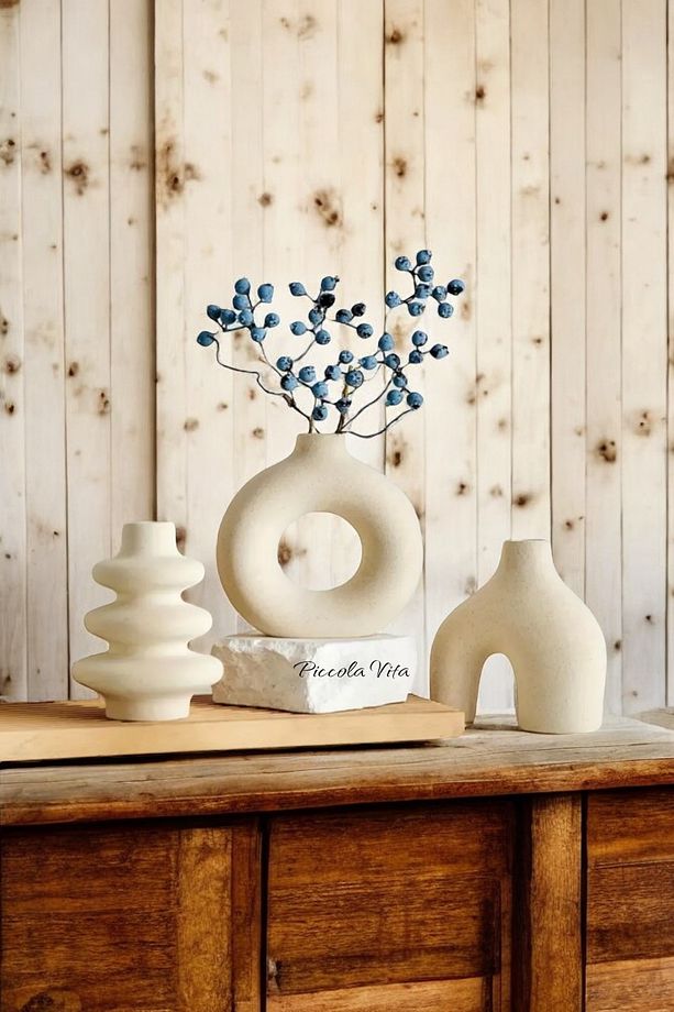 Dekoratif Obje Biblo Vazo Set | Minimalist 10 CM Vazo Seti - 1