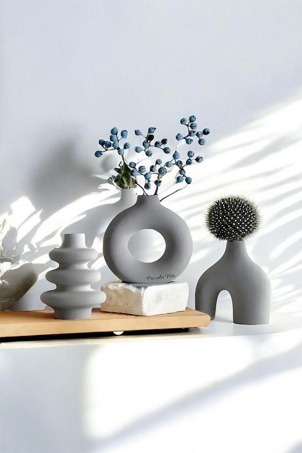 Dekoratif Obje Biblo Vazo Set | Minimalist 10 CM Vazo Seti - 1