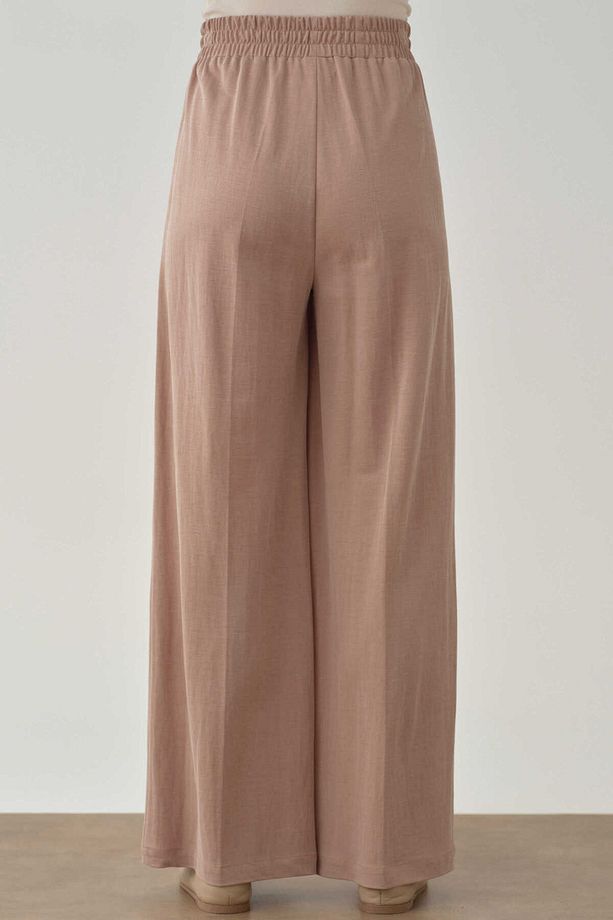 Bol Paça Bel Lastikli Pantolon - Camel - 7