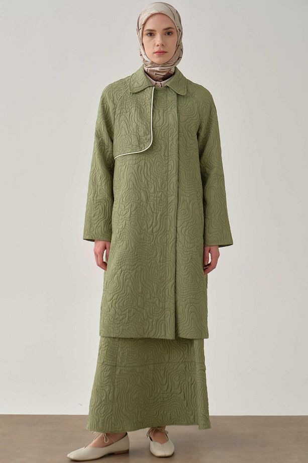 Biyeli Kruvaze Kapitone Kap - Mint - 5