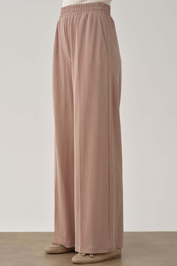 Bol Paça Bel Lastikli Pantolon - Camel - 6