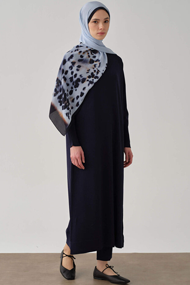 Triko Elbise - Lacivert - 4