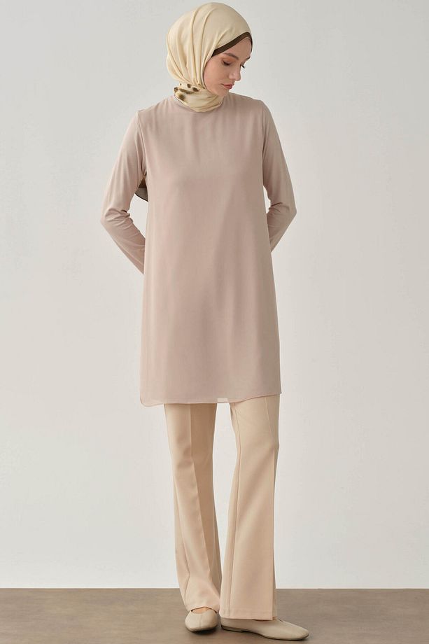İspanyol Paça Basic Pantolon - Bej - 2