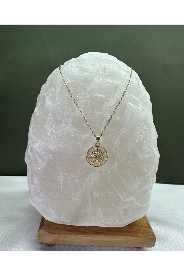 Stainless Steel Zircon Stone Sun Model Necklace