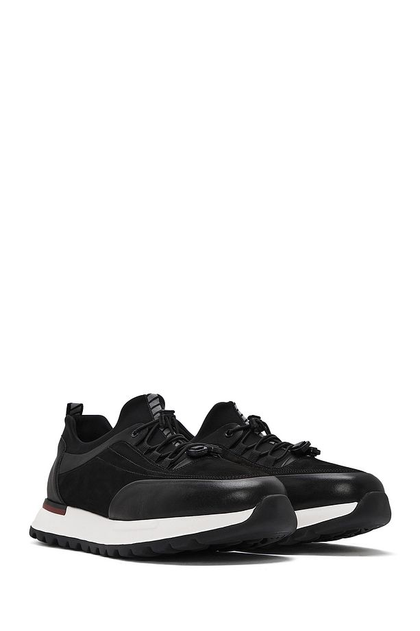 Erkek Siyah Bağcıklı Deri Sneaker 25SFD641114 - 3