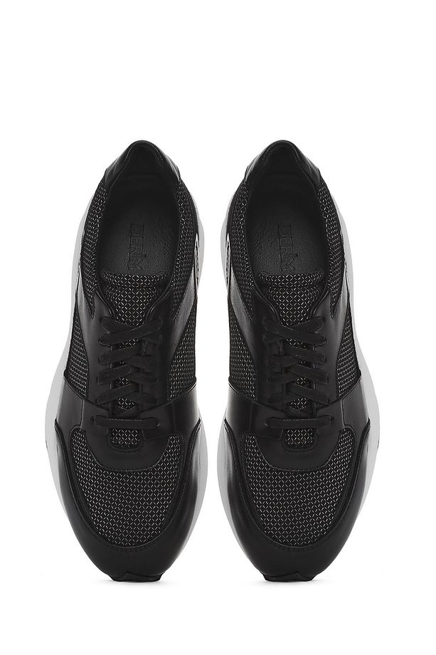 Erkek Siyah Bağcıklı Kalın Tabanlı Deri Sneaker 25SFD775114 - 7